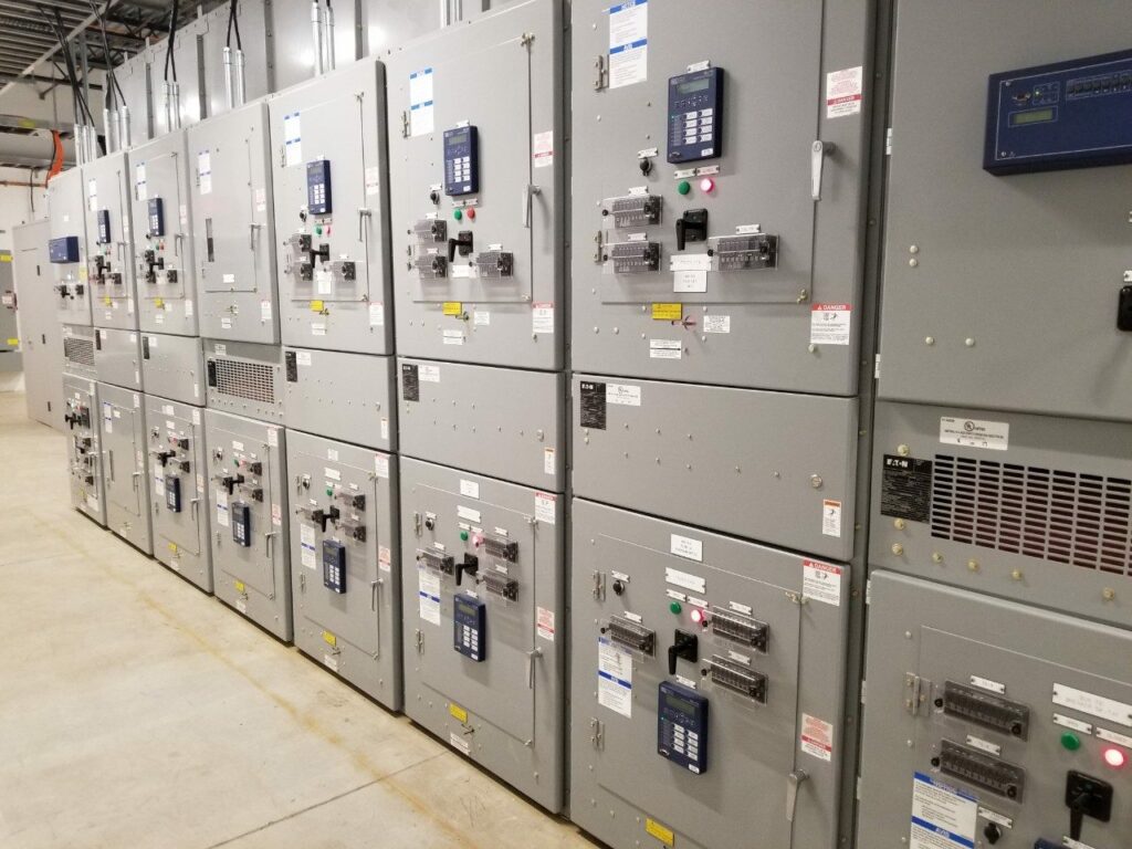 switchgear in a power distribution center